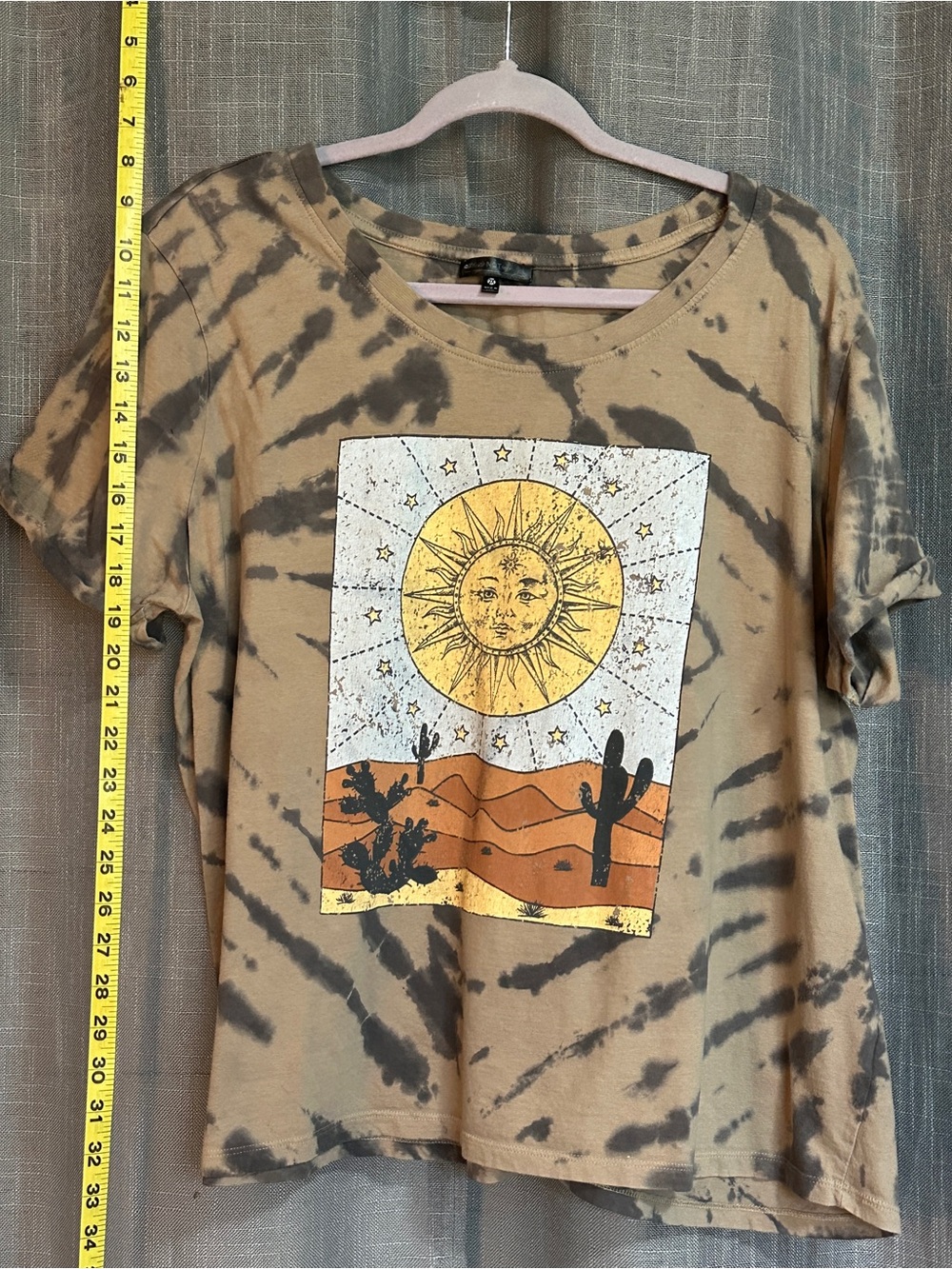 Women's Beige Tie-Dye Graphic Sun & Desert Tee